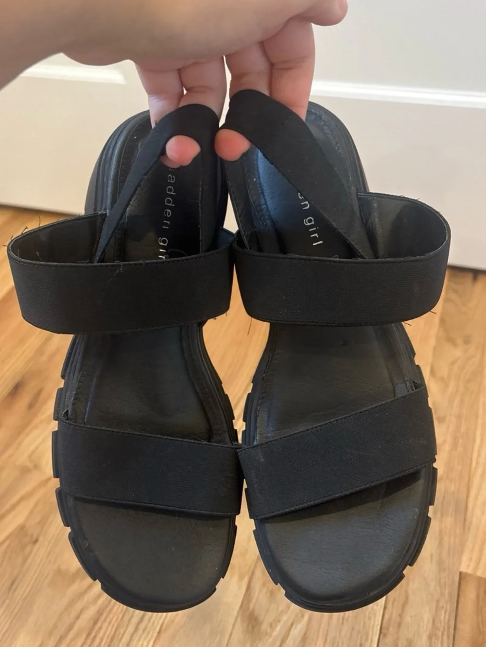 Madden Girl Harly Sandals Womens 8 Platform Slingback Block Heels Black